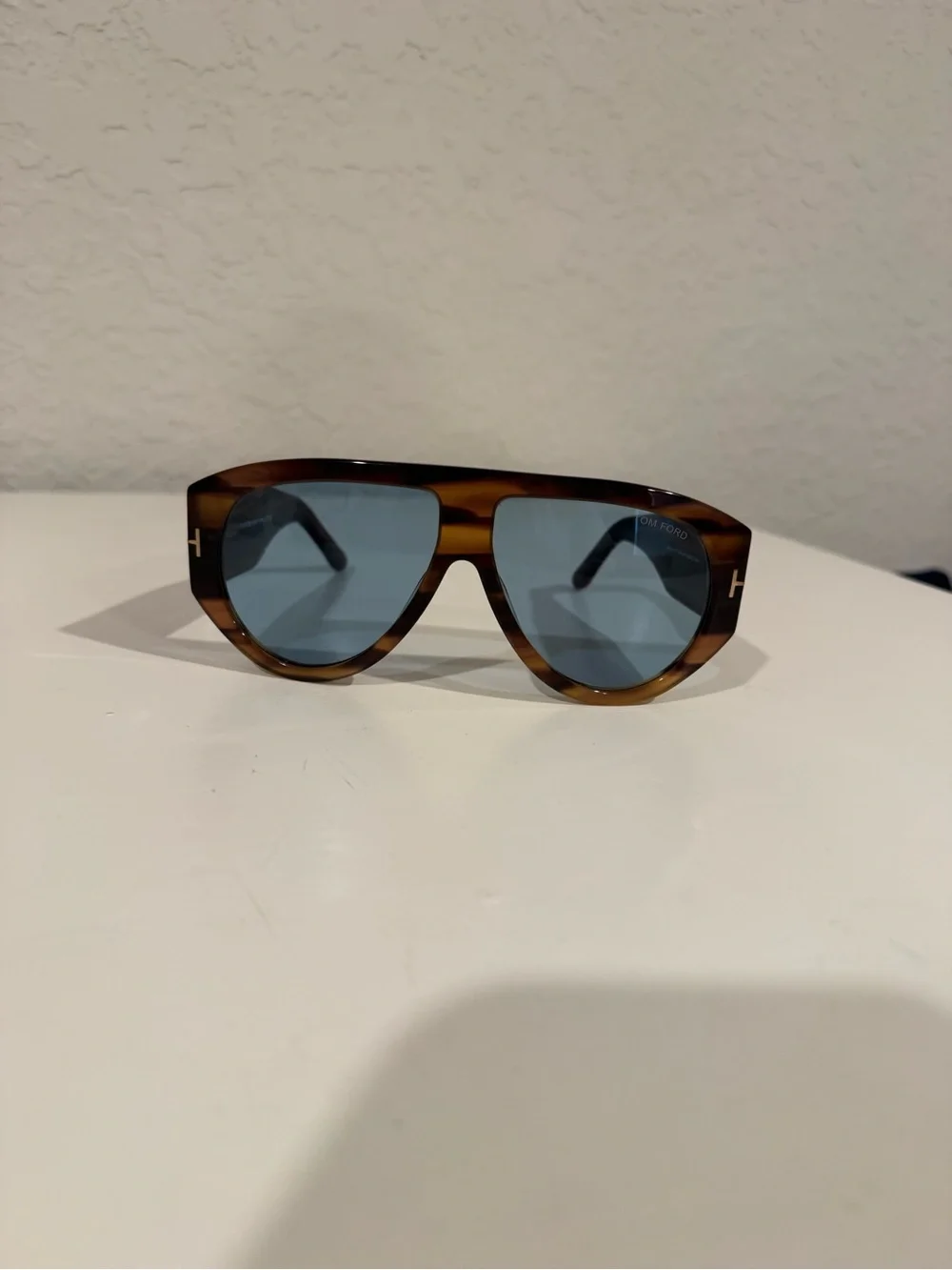 Tom Ford Bronson Tortoiseshell Sunglasses with blue lens